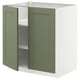 Portas verdes, base de armário branca, módulo de arrumação de cozinha moderno da ikea METOD.