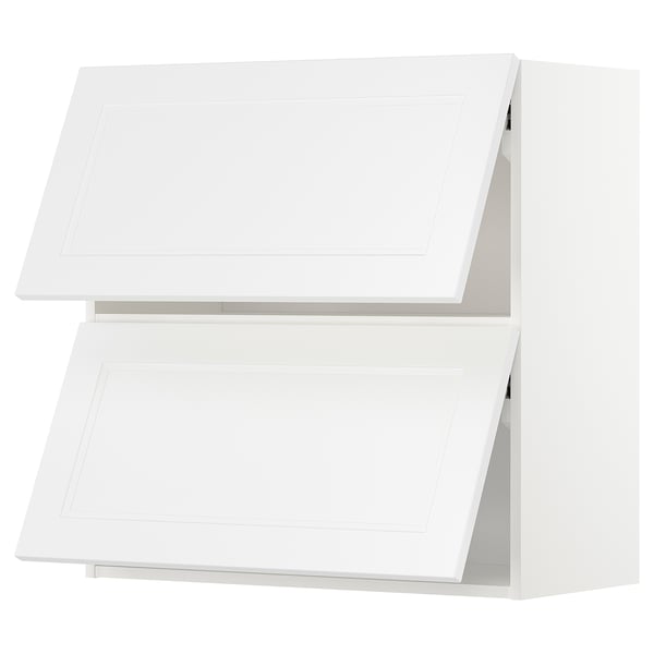 Um armário de cozinha ikea METOD branco com duas portas.