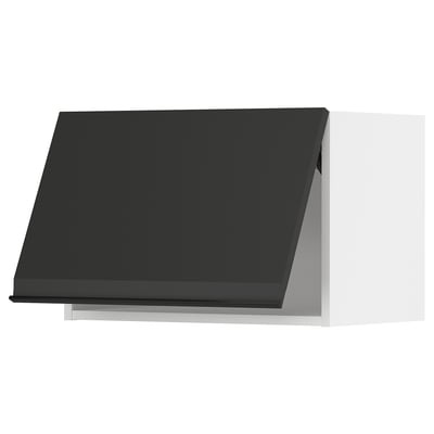 Armário de cozinha preto moderno com acabamento elegante e fosco e design minimalista.