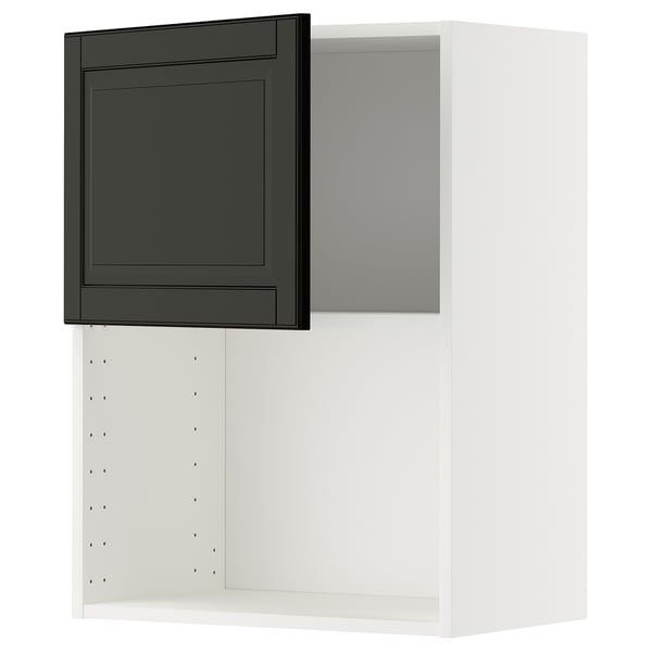 Armário de cozinha moderno: METOD. Branco com porta preta, quadrado, design elegante.