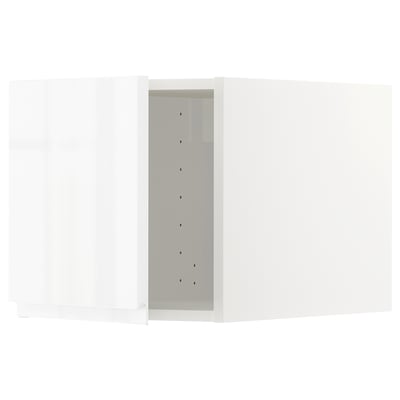 METOD móvel de cozinha branco brilhante, design moderno, retangular, elegante, com puxadores integrados.
