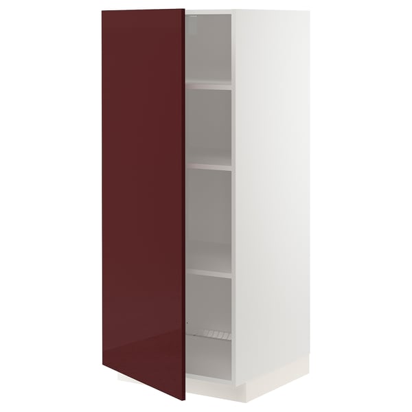 Metod Armario Alto C Prateleiras Branco Kallarp Brilh Vermelho Acastanhado Escuro 60x60x140 Cm Ikea