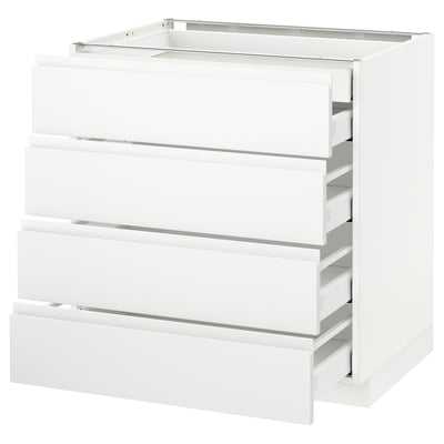 METOD armário de cozinha branco, design minimalista com puxadores integrados, quatro gavetas.