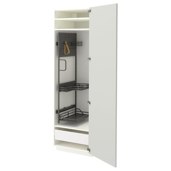 METOD / MAXIMERA Armário alto c/int p/prod limpeza, branco/Aspudden cinz clr, 60x60x200 cm