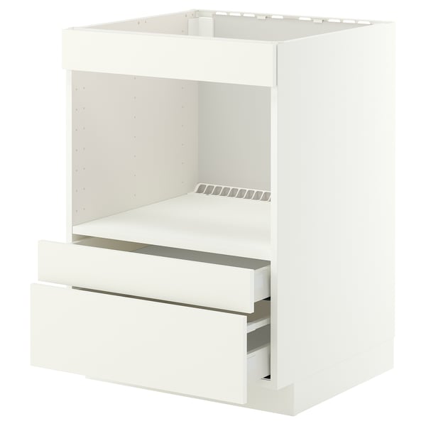 METOD / MAXIMERA Armário baixo p/electrodom integr, branco/Vallstena branco, 60x60 cm