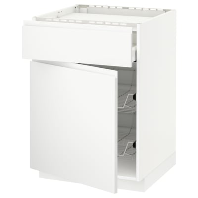 Armário de cozinha METOD em branco, design moderno, com prateleiras reguláveis e sistema de gavetas suave.