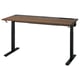 Mesa MITTZON - tampo de madeira marrom, base de metal preto, altura ajustável.