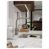 MÖCKLARP Bancada feita à medida, branco mate/efeito mármore porcelana de alta pressão, 1 m²x2.0 cm