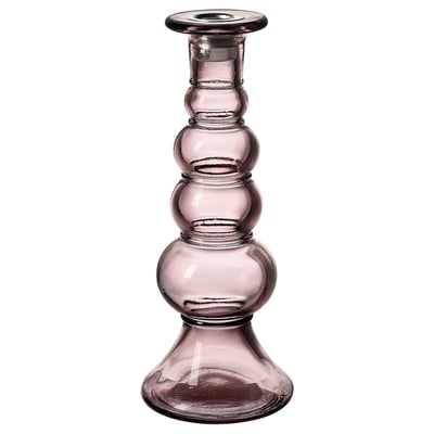 Castiçal de vidro reciclado roxo com design em forma de bolha.