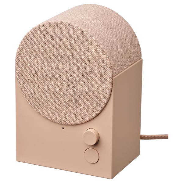 NATTBAD alto-falante bluetooth, pêssego, tecido & plástico, cilíndrico, design elegante.