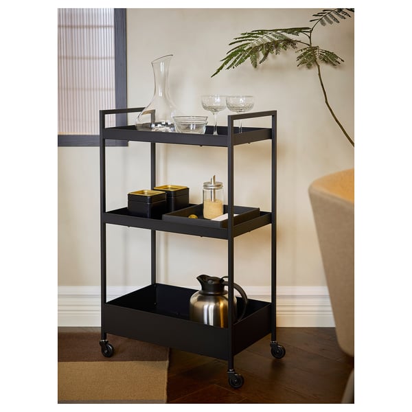 NISSAFORS Carrinho, preto, 50.5x30x83 cm