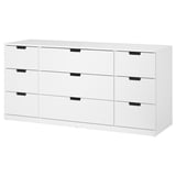 Cômoda NORDLI branca com 6 gavetas, design moderno e elegante, acabamento branco puro, construção robusta em madeira, linhas retas limpas.