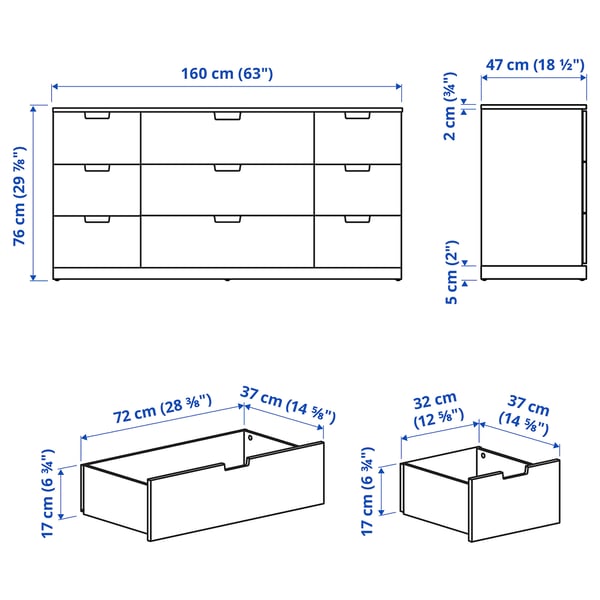 Ilustração com medidas para o produto: NORDLI.