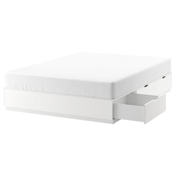 NORDLI Estrutura cama c/arrumação, branco, 160x200cm