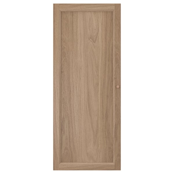 Uma porta de armário com acabamento em madeira OXBERG. Tem uma forma quadrada com design minimalista, ideal para caber em estantes billy.