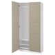 Opção: Guarda-roupa Ikea PAX, bege, aberto, retangular, design simples, painel de fibras e aço.