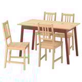 PINNTORP: mesa de jantar de madeira & 4 cadeiras - castanho claro com tons vermelhos