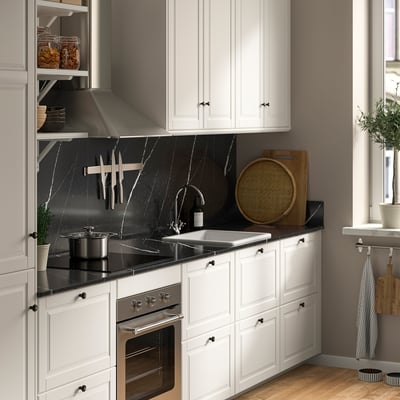 RÅHULT Painel de parede feito à medida, preto efeito mármore branco/quartzo, 1 m²x1.2 cm