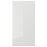 Uma porta de armário de cozinha RINGHULT elegante e branca com um acabamento brilhante. É retangular, moderno e projetado para facilitar a limpeza.