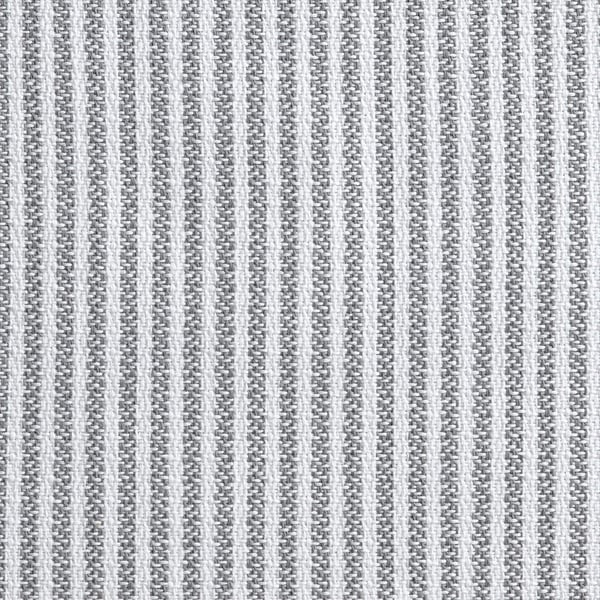 Tecido às riscas, texturizado, cinzento e branco.