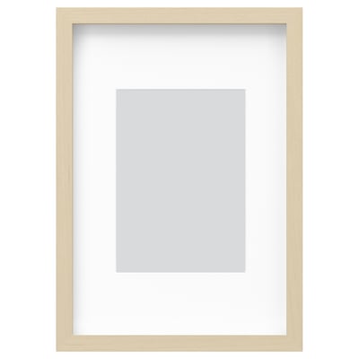 RÖDALM moldura de madeira clara, retangular, design moderno com suporte neutro, pendura ou fica em pé.