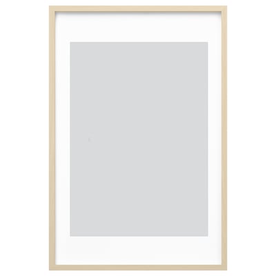 Uma moldura RÖDALM dourada com um suporte cinzento, concebida para expor fotografias ou obras de arte com estilo.