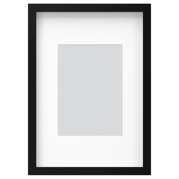 Moldura preta com proteção frontal, comporta foto 7x5, fica na horizontal ou na vertical.