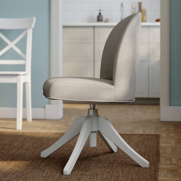 ROSENTORP / ROSENTORP Mesa e 4 cadeiras, branco/branco Kilanda bege claro, 110/155 cm