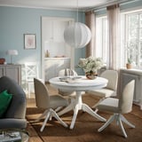 ROSENTORP / ROSENTORP Mesa e 4 cadeiras, branco/branco Kilanda bege claro, 110/155 cm