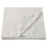 Um protetor de colchão branco ROSENVIAL. É retangular com cantos elásticos, apresentando um design macio e acolchoado. Feito de poliéster reciclado e nylon.