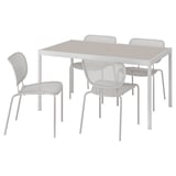Mesa moderna ao ar livre com 4 cadeiras, orifício para guarda-chuva