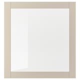 Moldura SINDVIK bege acinzentado claro com vidro transparente, design quadrado.