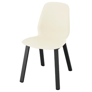 Cadeira SKÅLSTA , creme, assento de plástico, pernas de metal preto, design minimalista.