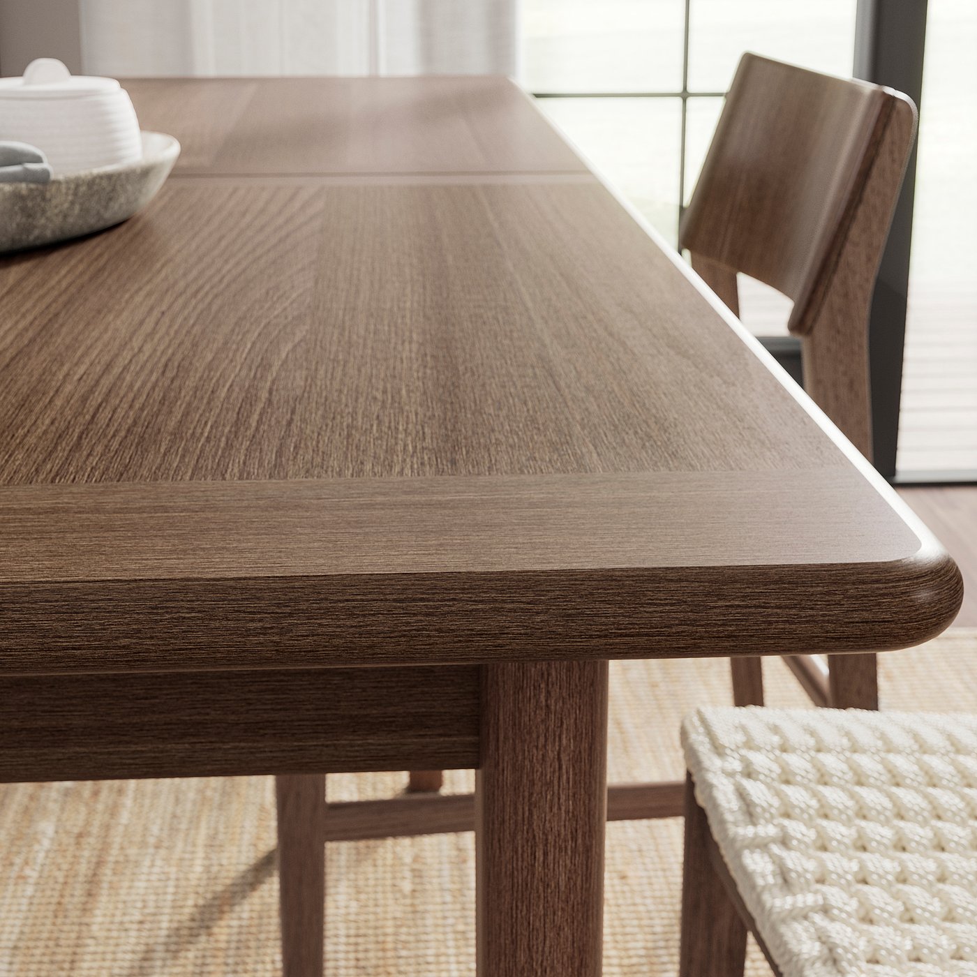 SKANSNÄS Mesa extensível - castanho faia/chapa 150/205x90 cm