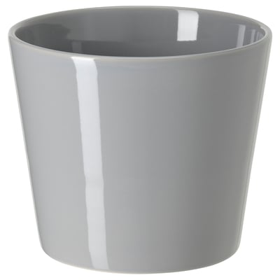 Vaso de cerâmica redondo e cinza; Design elegante e simples para plantas de interior/exterior.