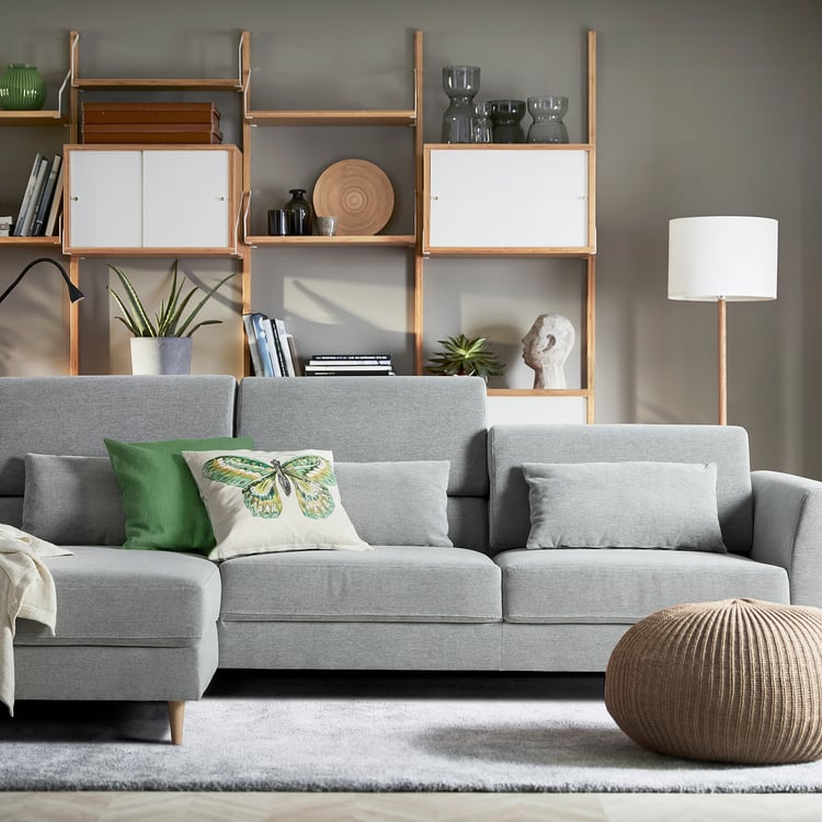 SLATORP Sofá 3 lugares, c/chaise longue, esq/Tallmyra branco/preto IKEA