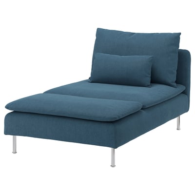 Chaise longue azul SÖDERHAMN, moderna e confortável, assento profundo, pernas metálicas.