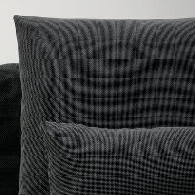 Sofá SÖDERHAMN, almofadas macias, assentos profundos, pernas altas, textura suave.