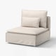 Cadeira SÖDERHAMN em bege, linho claro, forma retangular, design minimalista.