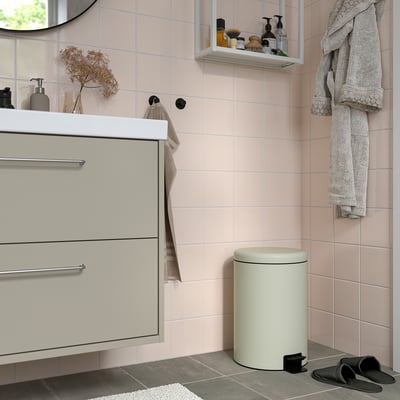 STENTRAPPA Caixote c/pedal, bege-cinzento claro, 18 l