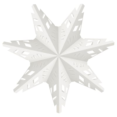 Candeeiro STRÅLA, branco, forma de floco de neve 3d. Feito de papelão, policarbonato, aço inoxidável.