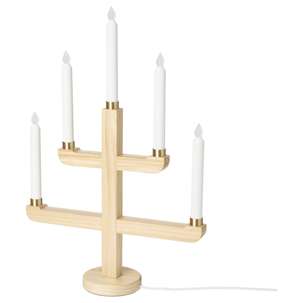 STRÅLA Candelabro LED, 5 bçs, pinho, 56 cm IKEA
