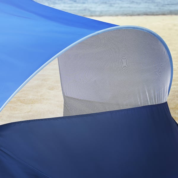 Tenda de praia azul com proteção uv.