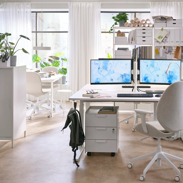 STUBBERGET Suporte p/2 monitores, branco