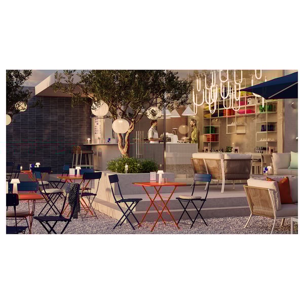 SUNDSÖ Mesa, laranja forte exterior, 65x65 cm