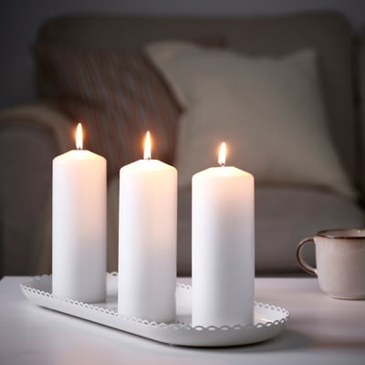 TURTURDUVA Base p/velas, branco-bege, 45x17 cm