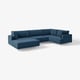 Sofá modular UPPÅKRA, azul, design moderno, almofadas macias, estrutura de madeira robusta.