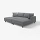 UPPÅKRA Sofá modular 3 lugares, c/chaise longue, direita c/repousa-pés/Johanneshov cinz esc