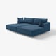UPPÅKRA Sofá modular 3 lugares, c/chaise longue, direita c/repousa-pés/Samsala azul escuro