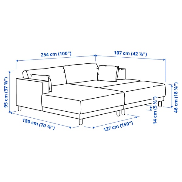 UPPÅKRA Sofá modular 3 lugares, c/chaise longue, esquerda c/repousa-pés/Axvall azul acinzentado escuro